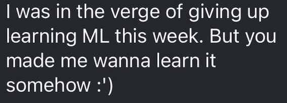 Screenshot of a message from a follower