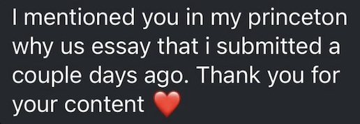 Screenshot of a message from a follower
