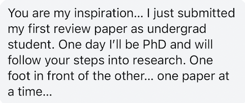 Screenshot of a message from a follower