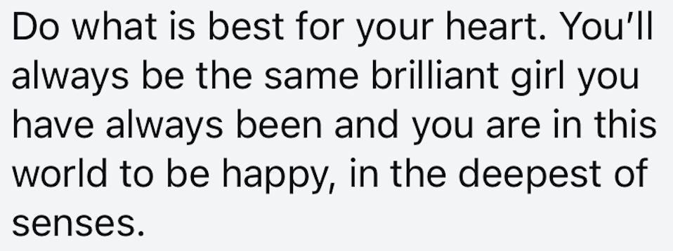 Screenshot of a message from a follower