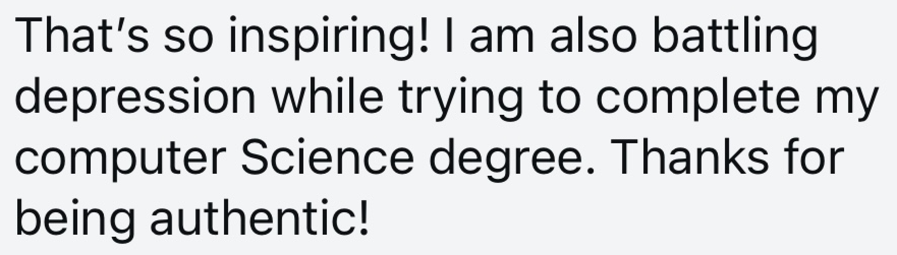Screenshot of a message from a follower