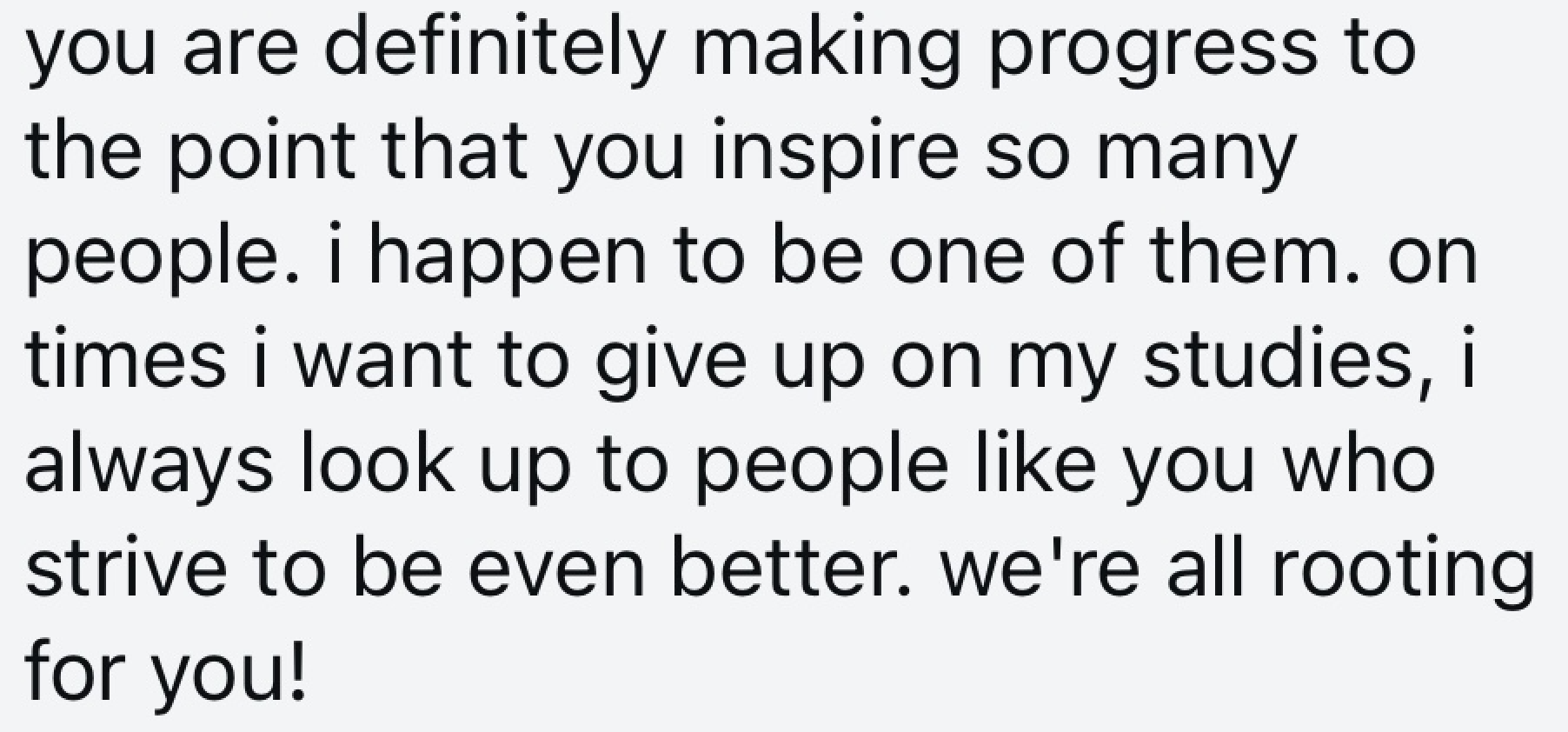 Screenshot of a message from a follower