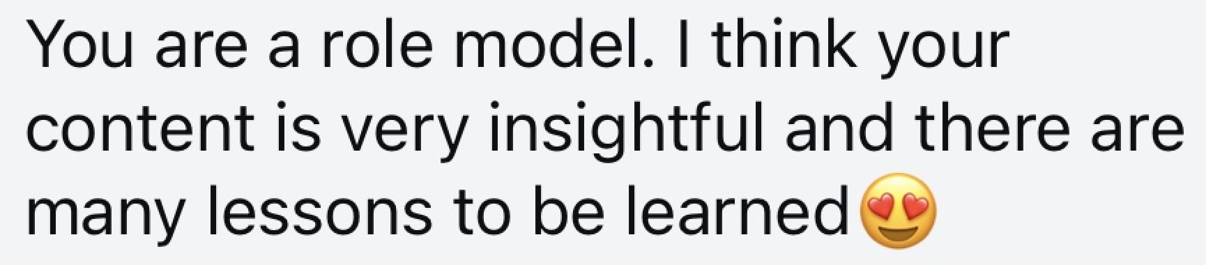 Screenshot of a message from a follower