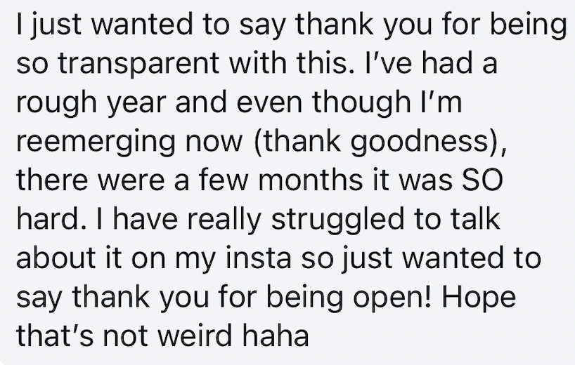 Screenshot of a message from a follower