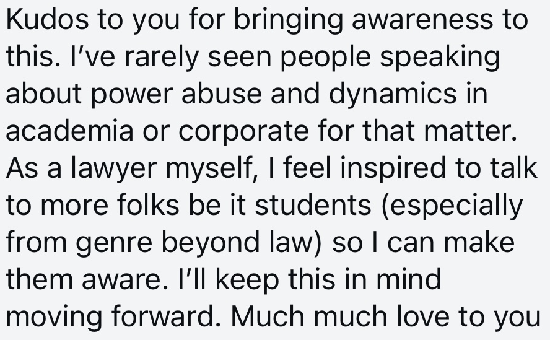 Screenshot of a message from a follower