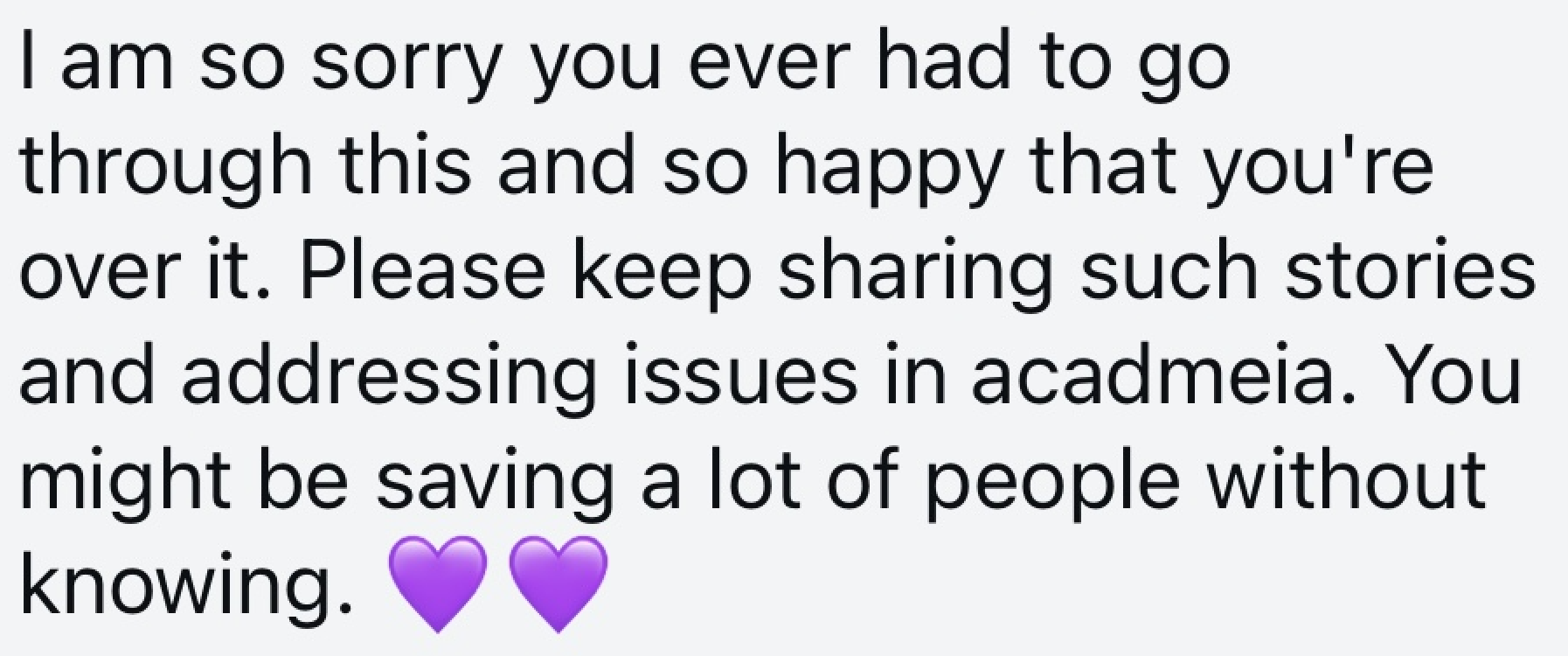 Screenshot of a message from a follower