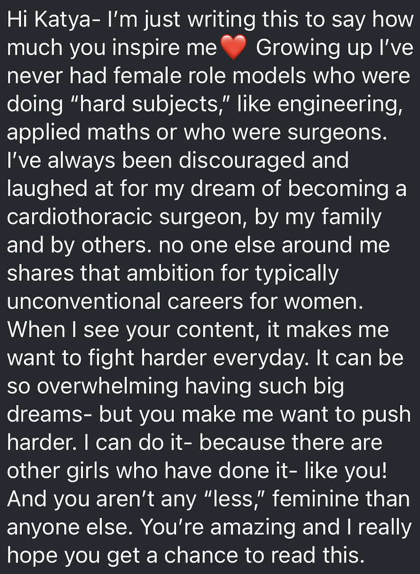 Screenshot of a message from a follower