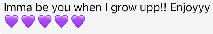 Screenshot of a message from a follower