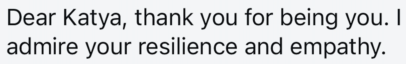 Screenshot of a message from a follower