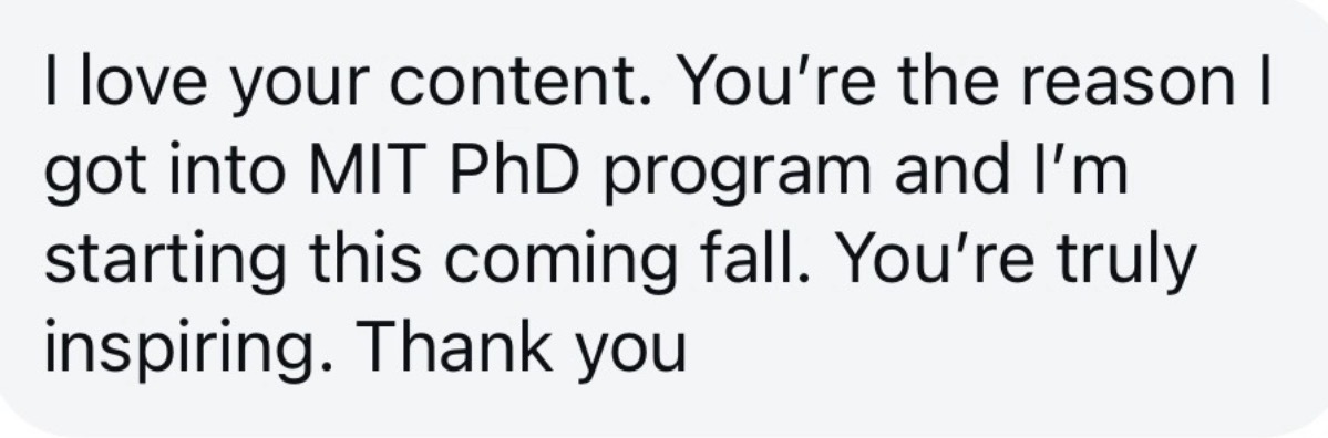 Screenshot of a message from a follower
