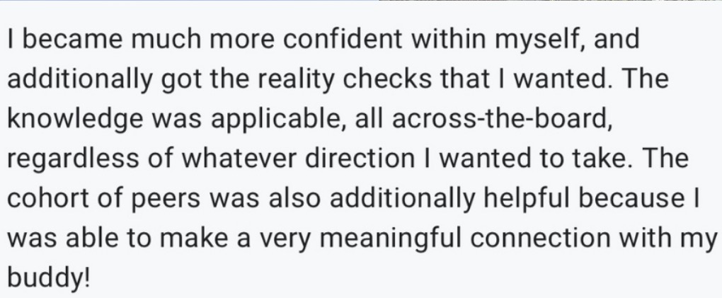 Workshop participant review